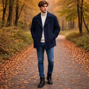 Men's Old Navy Dark Blue Peacoat Size XXL Double-Breasted